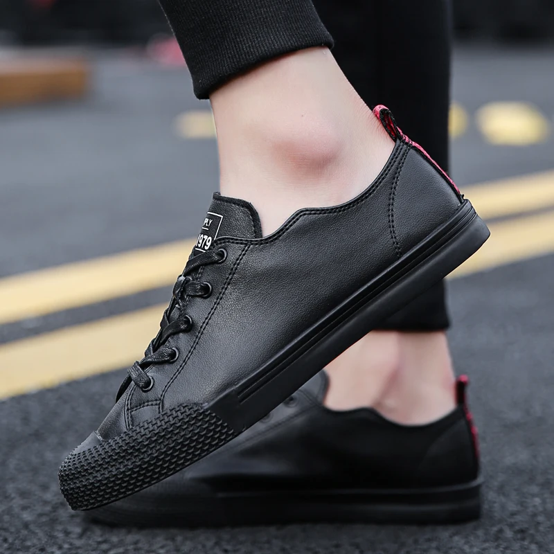 

Original 2019 Walking Shoes For Men Black Leather Shoes Men Autumn Fashion Mens Casual Shoe High Quality Leather Casual Sneakers