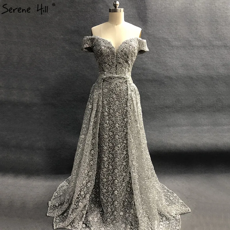 Серое Милое сексуальное роскошное вечернее платье новейший дизайн Кристальные вечерние кружевные платья Serene Хилл LA60928
