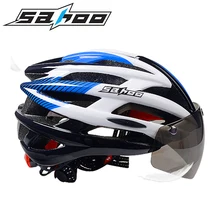 SAHOO New Bicycle Cycling Helmet Integrally-molded Glasses Goggle tt helmet With Magnetic UV Visor Road/MTB Bike Helmet