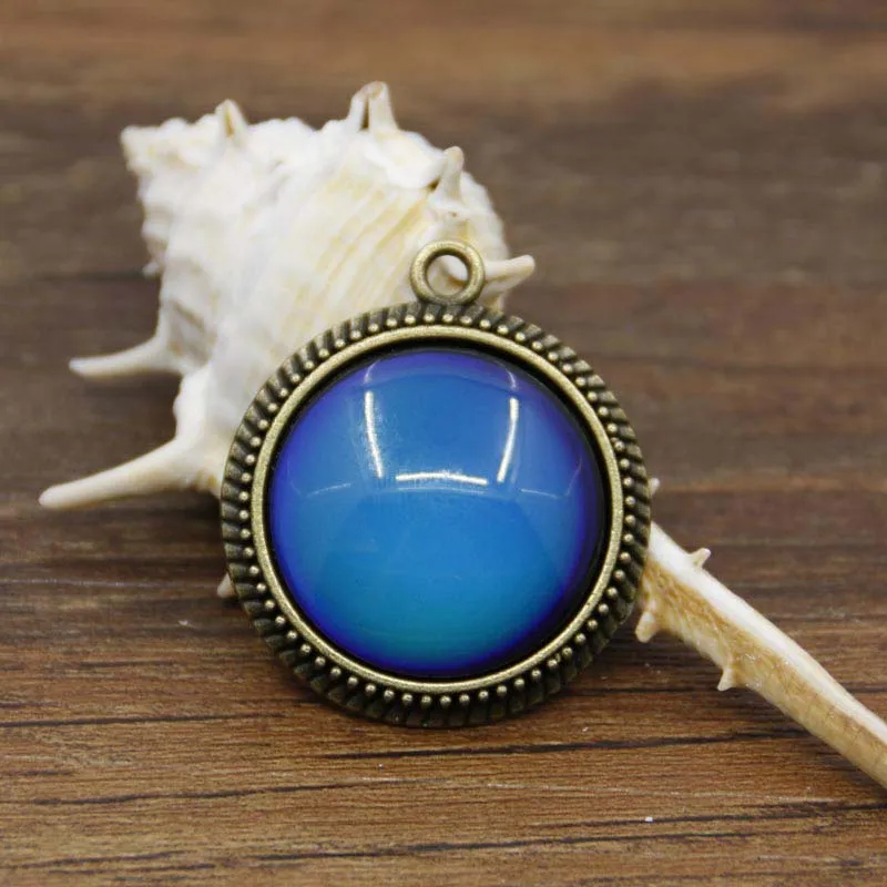 Новейшее винтажное ожерелье кулон Круглый Сплав Кулон меняющий цвет в зависимости от температуры настроение ожерелье подвески
