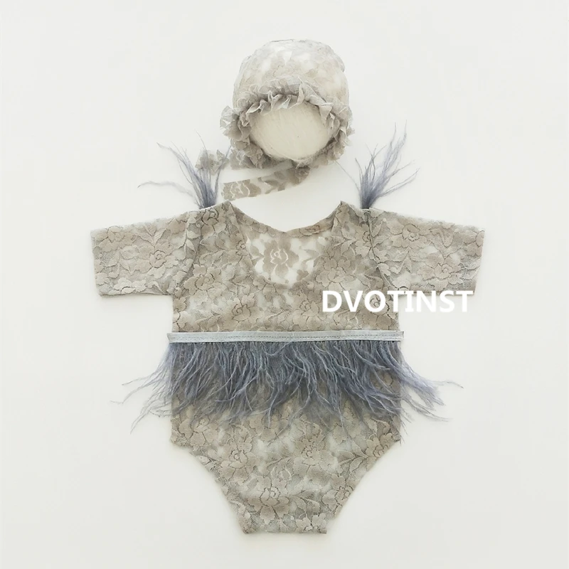 Adereços para o Bebê Dvotinst Newborn Fotografia Crochê Malha Rendas Roupas Macacão Acessórios Estúdio Foto Adereços 4 Chapéus e bonés