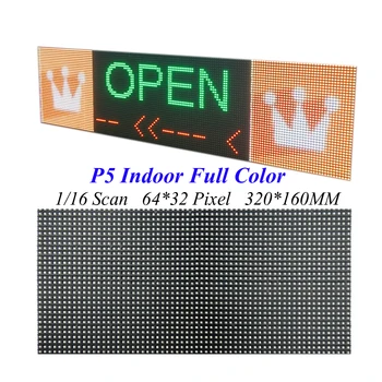 

LED Screen Display P5 320*160MM 64*32 Pixel 1/16 Scan 3 in1 SMD2121 RGB Full Color LED Module Signs For LED Video Wall