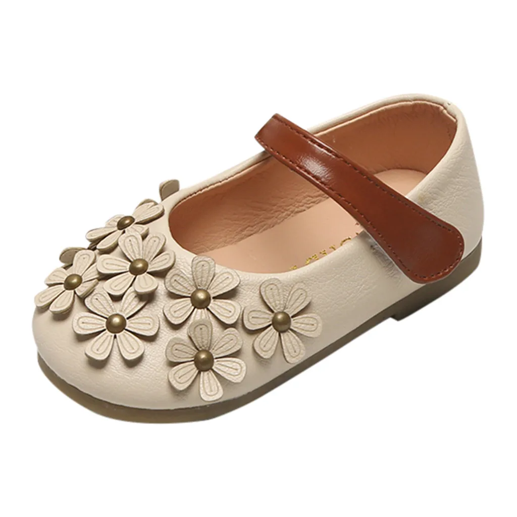 Girls Shoes Summer Children Bohemian Casual Flower Sandals Princess Flat Shoes Sandalia Infantil Toddler Flats Kids Shoes - Цвет: Beige