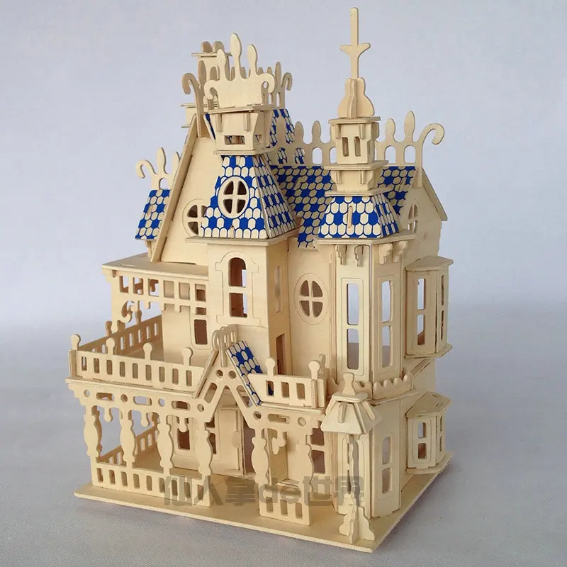 Пазлы 3D деревянные головоломки миниатюрный кукольный домик деревянный дом 4 комнаты Вилла Набор, игровой дом