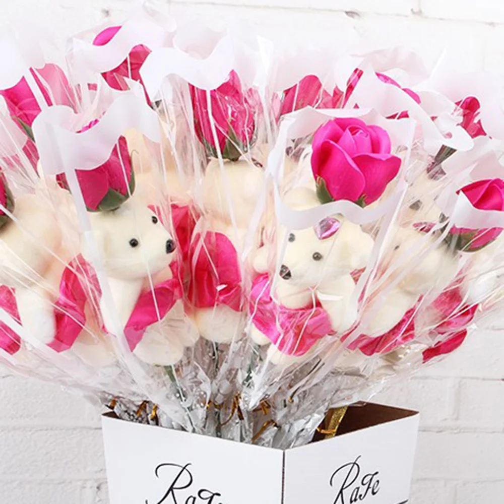 Романтическое искусственное мыло, букет роз, один медведь для дома, Свадебный декор, принадлежности для творчества, подарок на день Святого Валентина, искусственные цветы