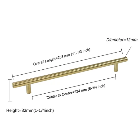 Probrico золотая для шкафа ручки мебельный ящик тянет матовый латунный ящик ручки "~ 10" кухонный ящик тянет золотого цвета для ящика ручки - Цвет: Hole Spacing 224mm