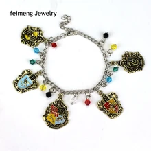 Логотип Колледжа хрустальные бусины Хогвартс Гриффиндор, Хаффлпафф, Слизерин браслет с изображением факультета рэйвенкло& Подвески фильм ювелирные подарки для Для женщин