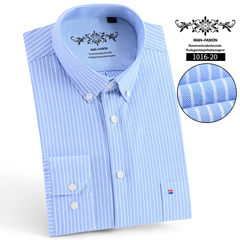 Высококачественная оксфордская полосатая рубашка с длинным рукавом camisa Manga Larga Hombre серая винтажная Мужская рубашка Camisa Masculina SlimFit Overhemd - Цвет: Shirt Men 20