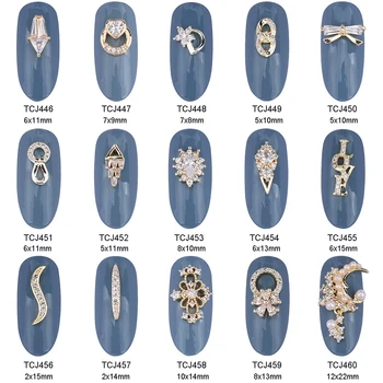 

5pcs Zircon nail diamonds bling gold luxury nail charms Moon design decoration crystal jewels accessories for nails TCJ446