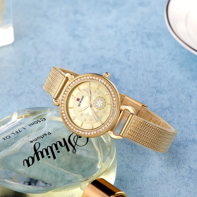 Роскошные золотые часы от ведущего бренда, женские часы с бриллиантами, водонепроницаемые Модные женские часы, женские часы, часы zegarek damski
