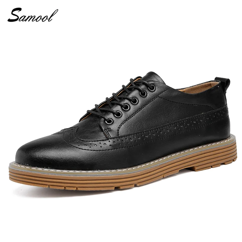 Autumn Flats Leather Men's Shoes Fashion Casual Wedding Formal Business Lace Up Male Dress Zapatillas Hombre 4 | Обувь