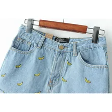 Шорты женские летние с цветочной вышивкой|waist jean shorts|denim shortsdenim