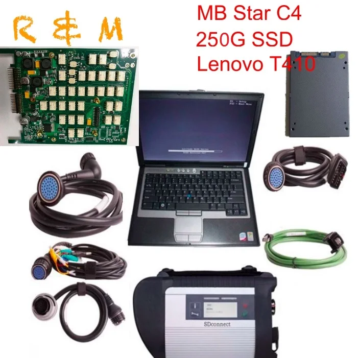 Диагностический сканер MB star SD для ноутбука Lenovo T410 250 гб 4 гб|Кабели и коннекторы