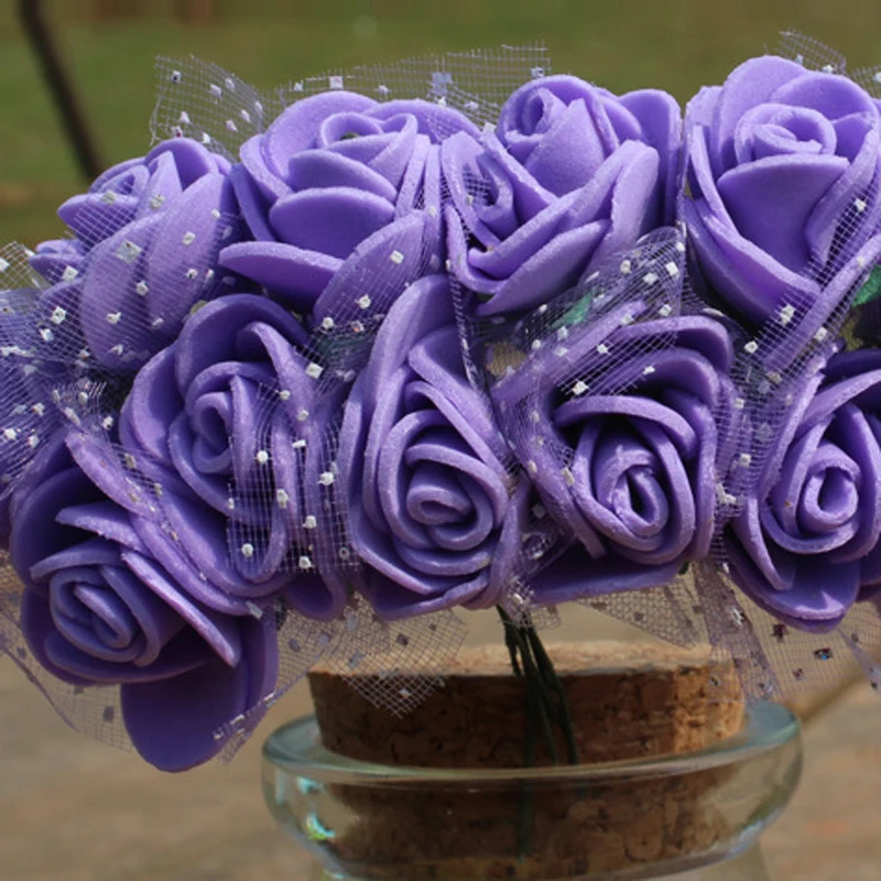 

144pcs/Set Artificial Flowers Foam Rose Wedding Party Home Car Art Floral Decor