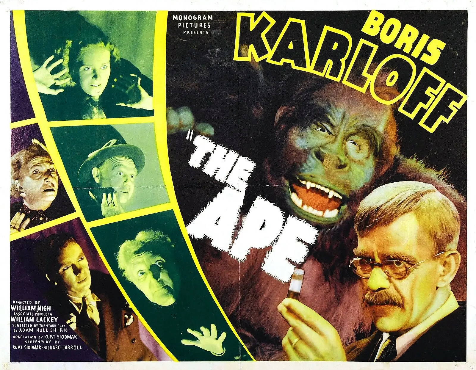 

N0285 THE APE Movie 1940 Boris Karloff Universal Monsters Classic Wall Sticker Silk Fabric Poster Art Indoor Decor Bright