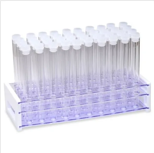 Plastic Test Tube With Caps And Rack Kit 13x100mm 8ml 50tube Singlein