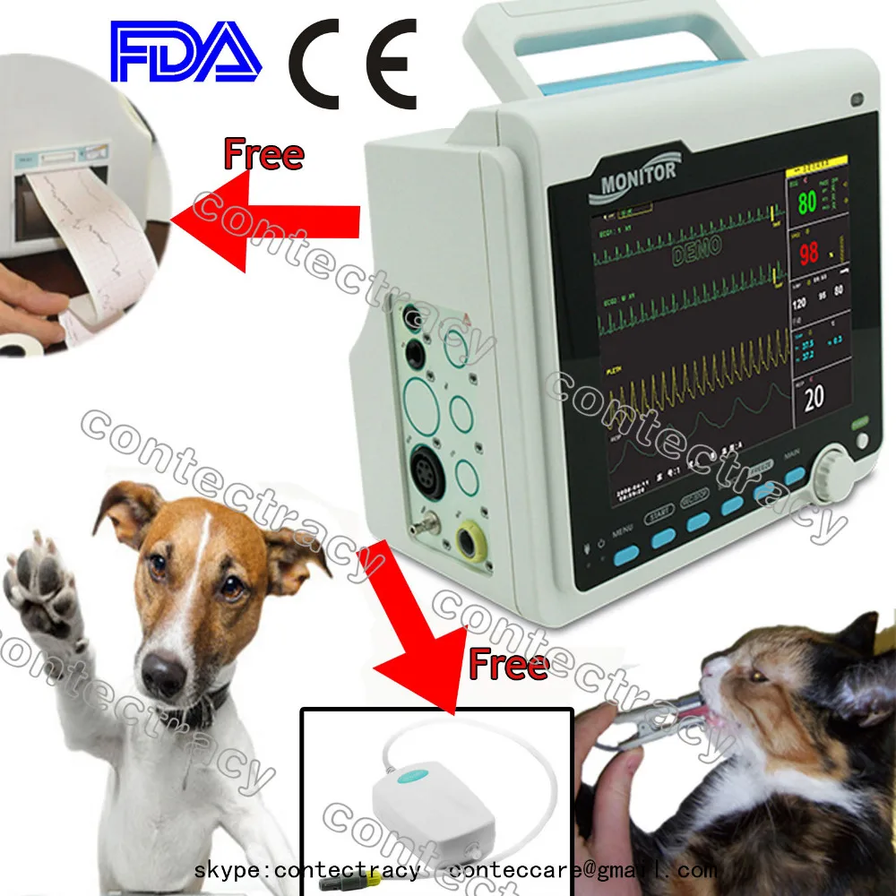 6-Para+ принтер+ Etco2+ НИАД+ SPO2+ PR+ ECG+ температура+ соотв ветеринарный прибор для ветеринарии для контроля за состоянием пациента