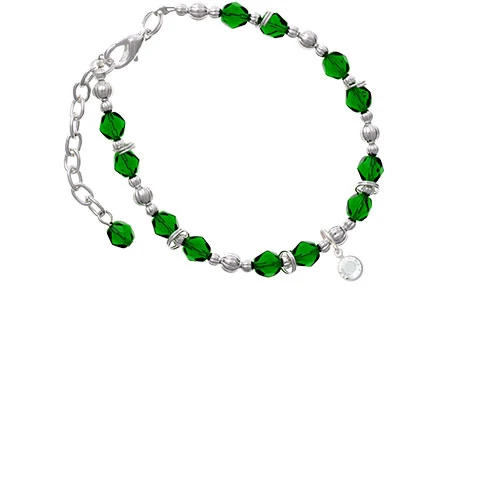 Crystal Clear Channel Drop Green Beaded Bracelet