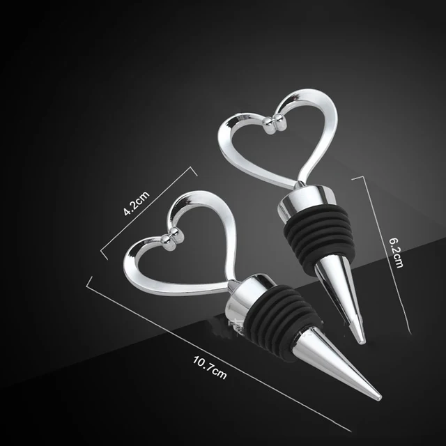 1PCs Stainless Steel Heart Wine Stoppers Champagne Wine Bottle Stopper New Year Valentines Wedding Favors Gifts Cork Corkscrew