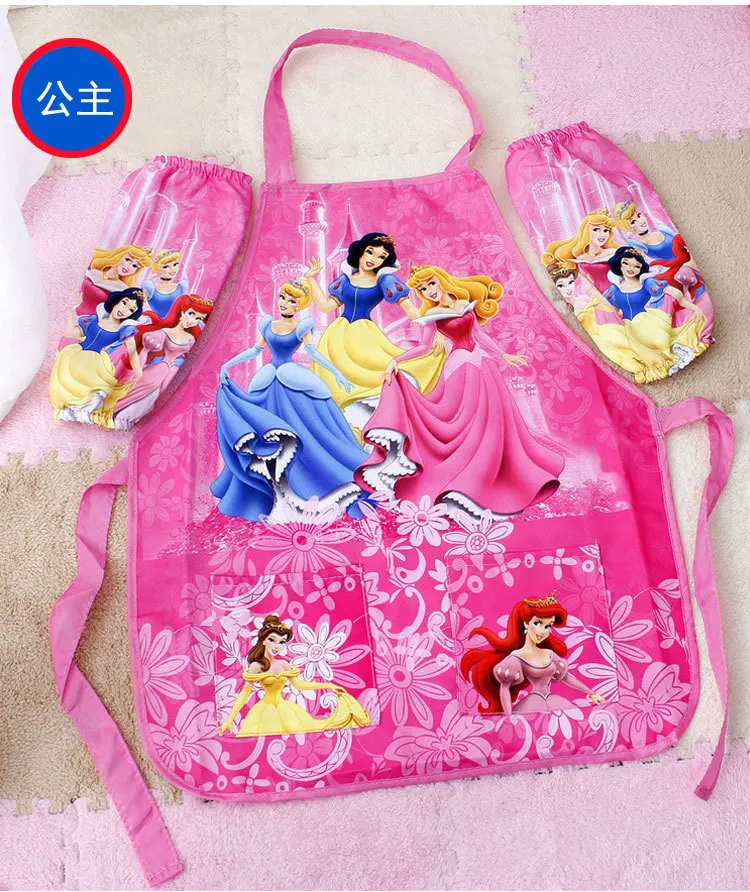 Elsa e Anna Crianças com Manga Disney Babadores Burp Panos Congelados Crianças Pinturas Avental Roupa Interior Impermeável Desenhos Animados & 8 e anna crianças pinturas avental roupa interior