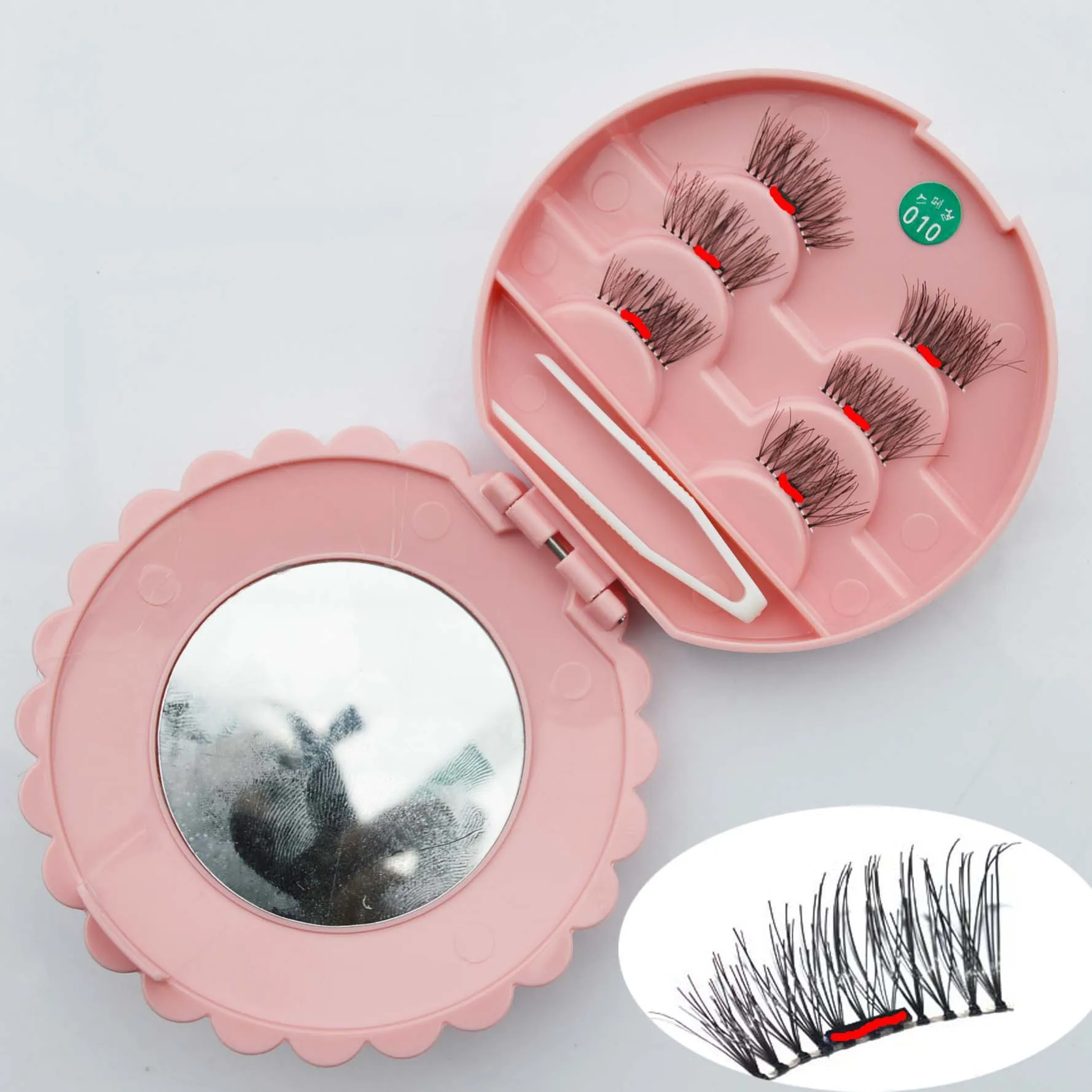 Магнитная накладные ресницы коробка с пинцет магнит зеркало Lashes Natural Hand Made Толстая крест наращивания ресниц 1 компл. = 3 пар