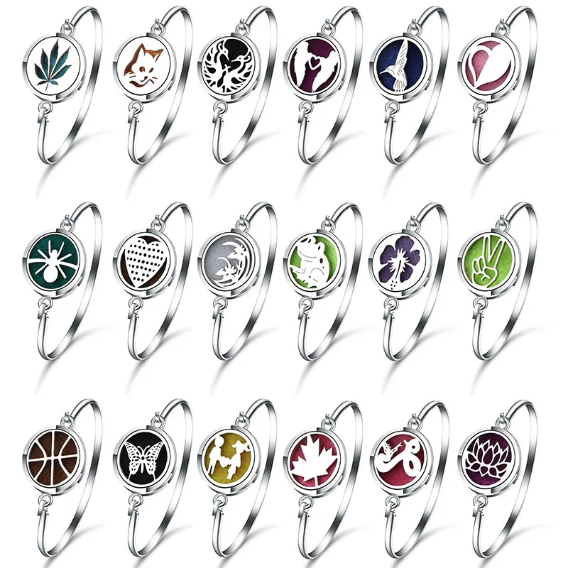 

New Style Aromatherapy Bracelet Stainless Steel Essential Oil Diffuser Perfume Lockets Jewelry High Quality Bangle Bracelets