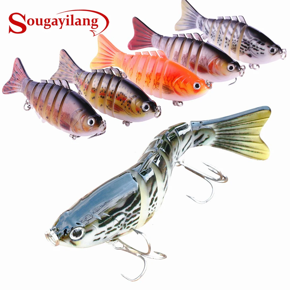 

Sougayilang 1Pc 10cm 15g Swimbaits Fishing Lure 5 Colors 3D Eyes 6 Segments Fish Lure Crankbait Isca Artificial Bait