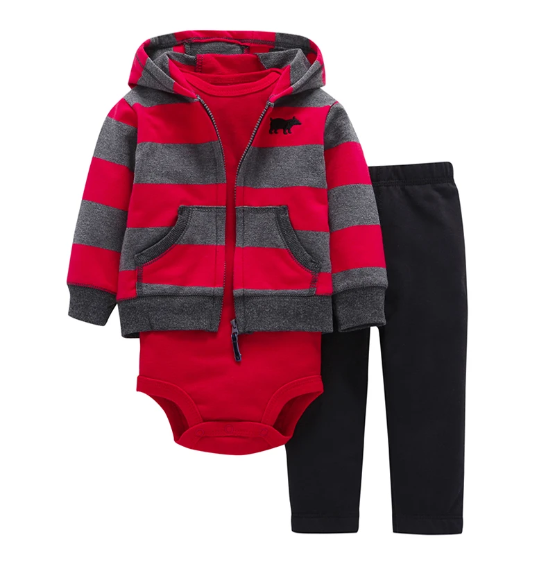 Детский комплект одежды для маленьких мальчиков, куртка с капюшоном+ комбинезон+ штаны, одежда для маленьких мальчиков и девочек, осенне-весенние детские костюмы, комплект для новорожденных