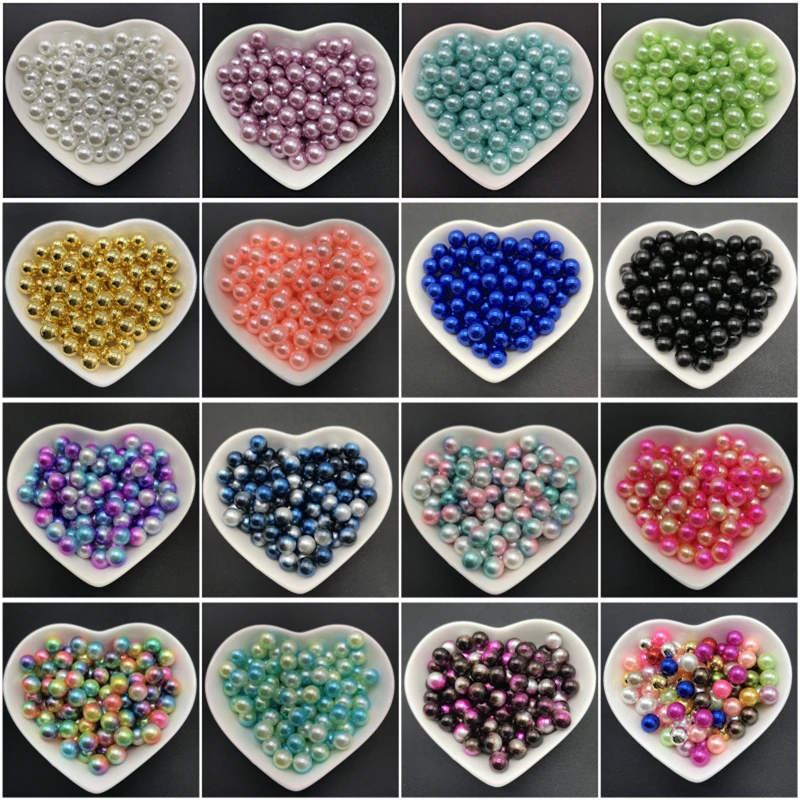 4mm 6mm 8mm 10mm Black Imitation Pearl Half Round Pearl Flat Back Scrapbook Beads DIY Jewelry Making