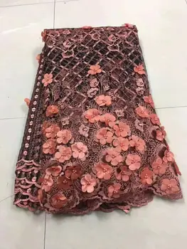 

African Lace Fabric High Quality Lace Wine, Luxury 3D Sequins Lace Fabric, Wedding Appliques Lace For bride