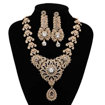 

LAN PALACE nigerian beads necklace jewelry set vrouwen austrian crystal necklace and earrings wedding necklace free shipping