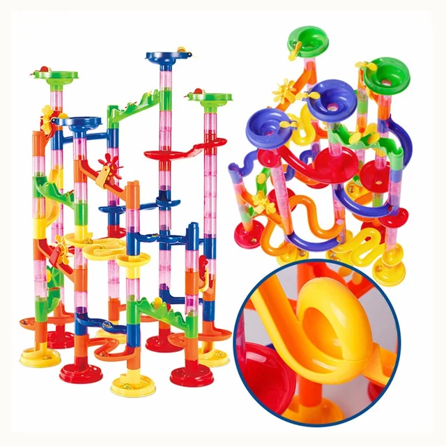 Creative DIY marble maze Run Maze Balls Building Blocks Tunnel Model Assembly Beads Ball Race Track Maze Pipe Educational toys 2