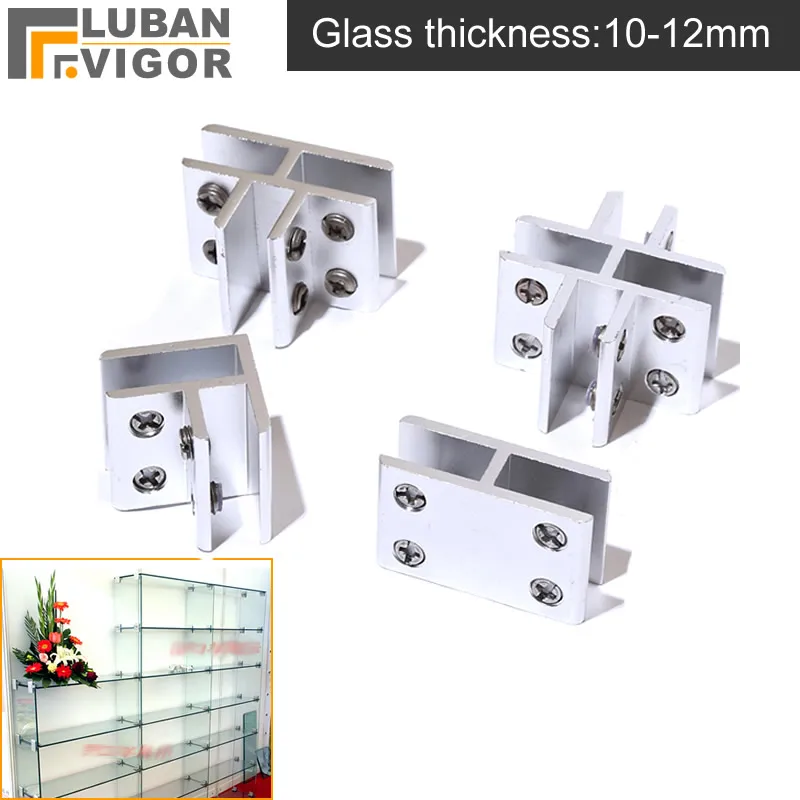 

GOOD!Glass/Acrylic Showcase clips/connector,for glass/Acrylic 10-12mm,without drilling,assemble showcases by yourself,Hardware