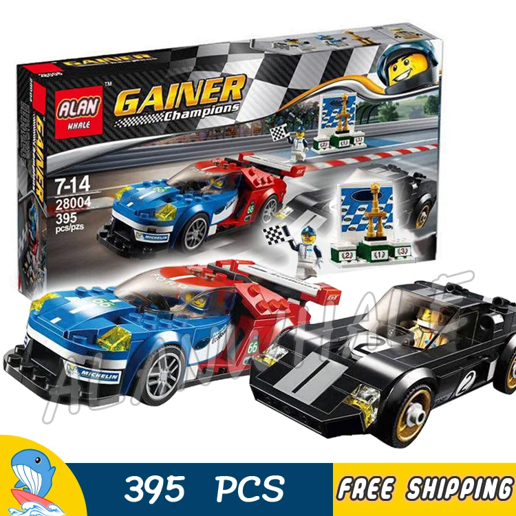 

395pcs New Speed Champions 28004 2016 GT & 1966 GT40 Model Building Blocks Cars Viechle Bricks Gifts Toys Compatible With Lego