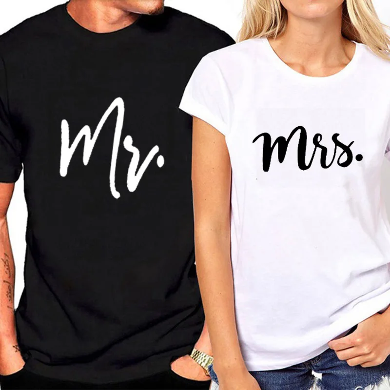 Mr And Mrs Tee Couple Love T Shirt Funny Matching Letter Couple Cotton