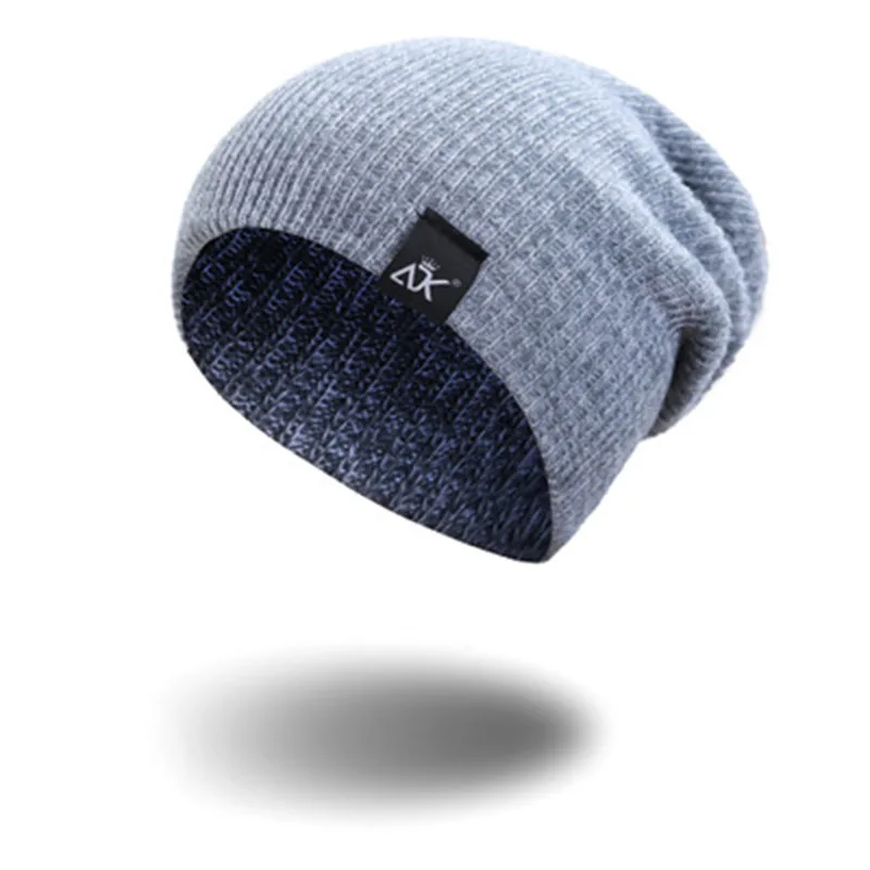 Зимние трендовые шапки-бини унисекс уличная шляпа Лыжная спортивная мягкая вязаная шапка модная хип-хоп шапка с черепом теплая шапка s - Цвет: light gray