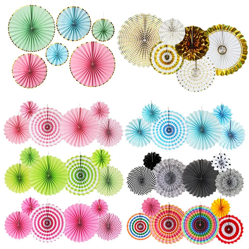

6 Pcs DIY Paper Crafts Paper Fans Rosettes Photo Backdrop Hanging Flower Paper for Showers Wedding Party Birthday Festival Decor