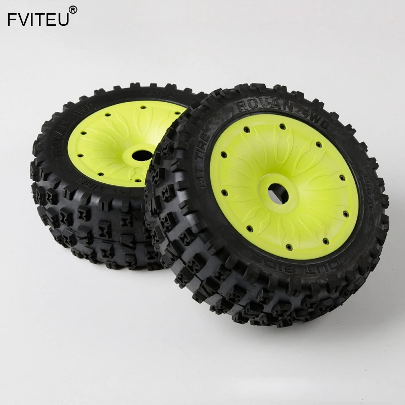 

FVITEU Rubber Knobby wheel tires with sealed rim Set For 1/5 Losi 5ive-T Rovan LT Baja 4WD and SLT TRUCK King Motor X2