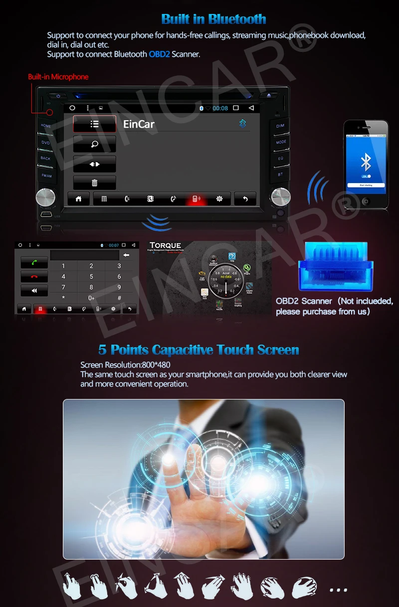 Excellent free gps map WiFi Android 6.0 6.2" In Dash 2 Din Car Dvd Gps Navigation Player Car Stereo Capacitive Screen with Bluetooth SD 6