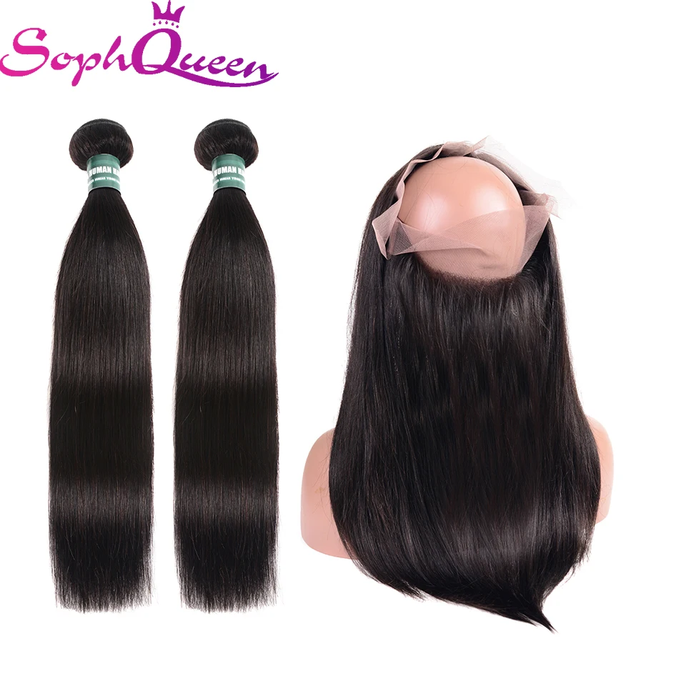 Soph queen hair малазийские прямые волосы плетение пучков с закрытием Реми натуральные волосы пучки с 360 кружевным фронтальным с детскими