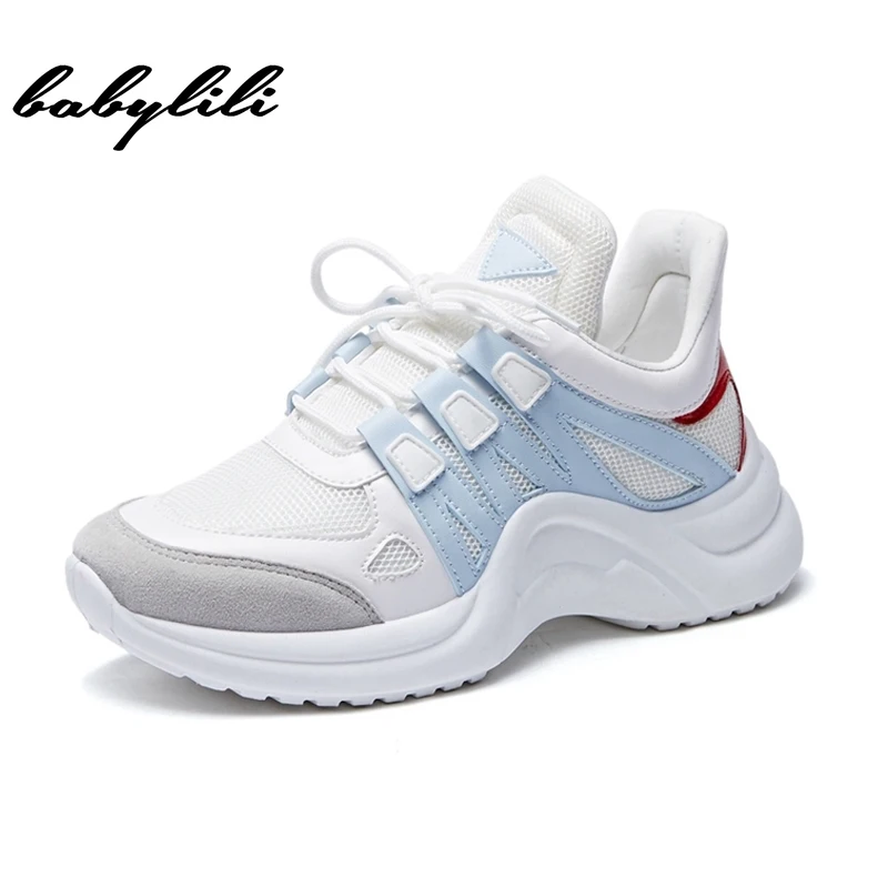 Günstig Heiße Frauen Turnschuhe Atmungsaktive Mesh Frauen Casual Schuhe Frau Vulkanisieren Lace Up Schuhe Getragen Weibliche Plattform Turnschuhe Korb Femme