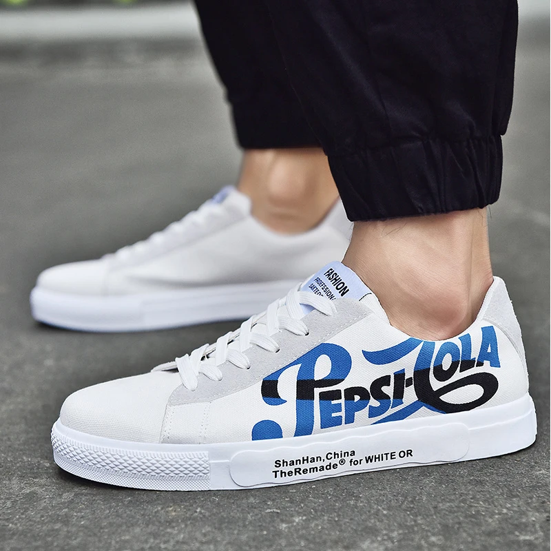 

2019 Spring New Men Casual Shoes Breathable Wear Resistant Shoes Male Comfortable Fashion White Round Toe Lace-Up Flats Snekaers