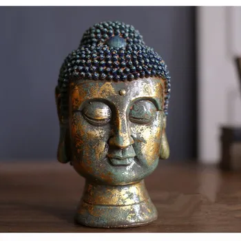 

Retro Buddha Head Statue Buddha Figurine Sculptures Resin Art&Craft Southeast Asian Style Buddhism Hinduism Home Decorations R30
