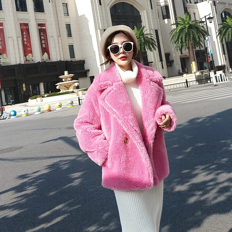 Best Leopard Short Fashion Real Lamb Fur Coats Women Casual Thick Warm Natural Sheep Fur Coat Ladies Lapel Shearling Jacket Female 6