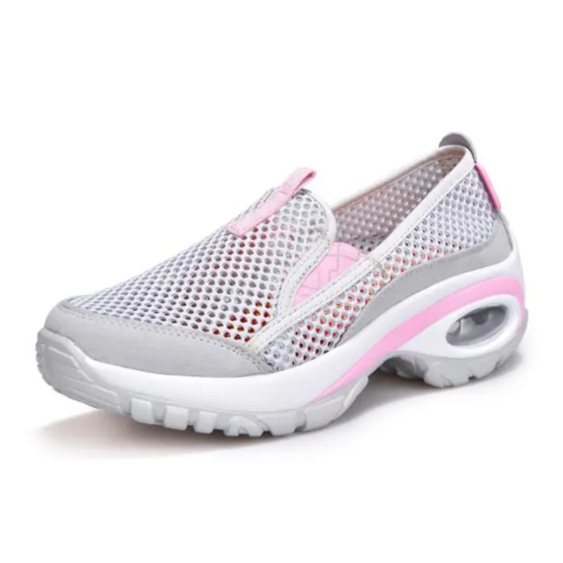 Женская обувь для бега на воздушной подушке; нескользящая сетчатая дышащая уличная спортивная обувь; сезон весна года; кроссовки на платформе; прогулочная обувь - Цвет: pink