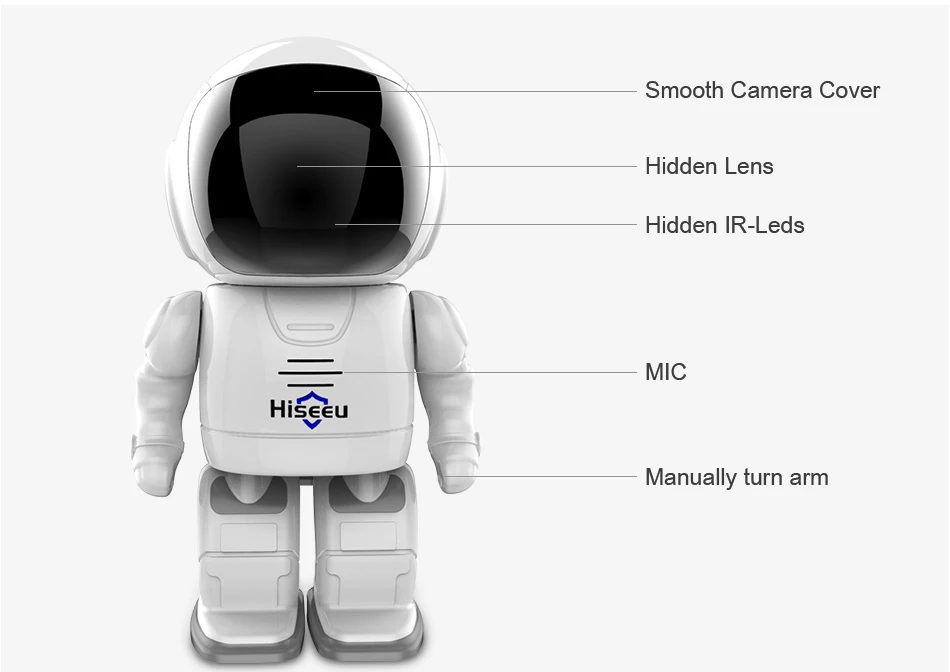 Робот камера Wifi 960P 1.3MP HD Беспроводная ip-камера Wi-Fi камера ночного видения IP Сетевая камера CCTV Поддержка двусторонней аудио Hiseeu