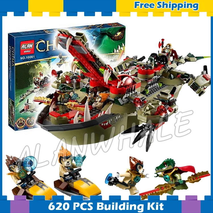 

620pcs Cragger Command Ship Cocodile Crominus Crooler Rawzom 10061 DIY Model Building Blocks Boy Gifts sets Compatible with Lego