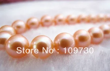 

Jewelry 001489 HUGE AAA 10-11MM PERFECT ROUND SOUTH SEA GENUINE PINK PEARL NECKLACE 18"14KGP GOLD