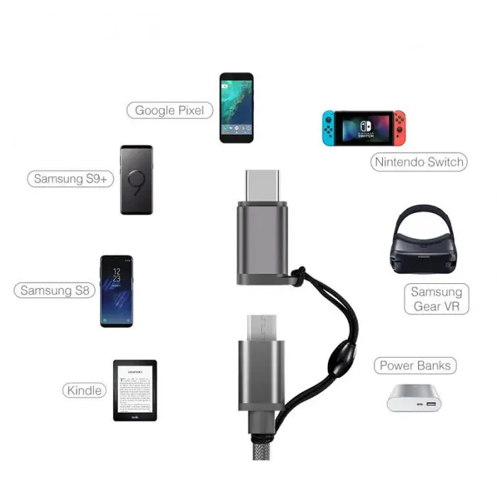 Тип C адаптер Micro USB для USB-C конвертер с брелоком для samsung htc MacBook GDeals