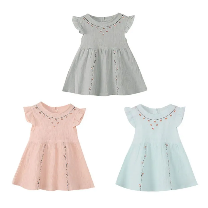 

Fashion 0-3T Summer Casual Baby Girls Floral Pattern Fly Sleeve Dress Kids Toddler Pageant Cotton Sundress